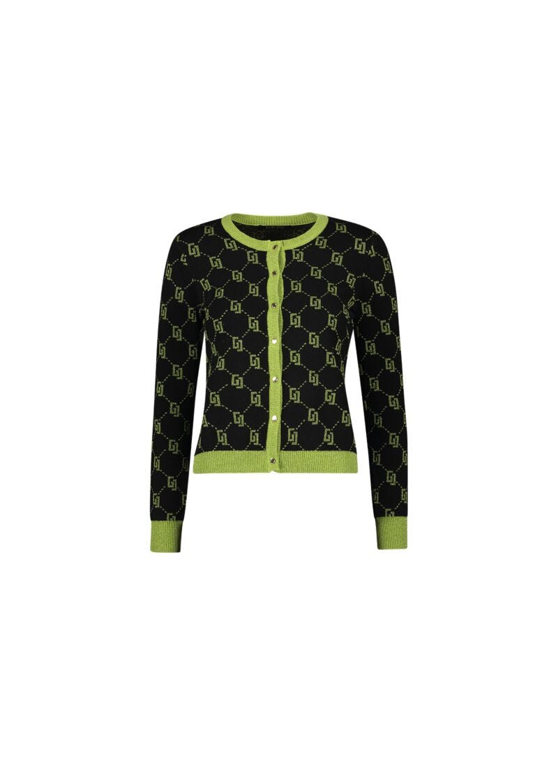 Cardigan con logo jacquard
