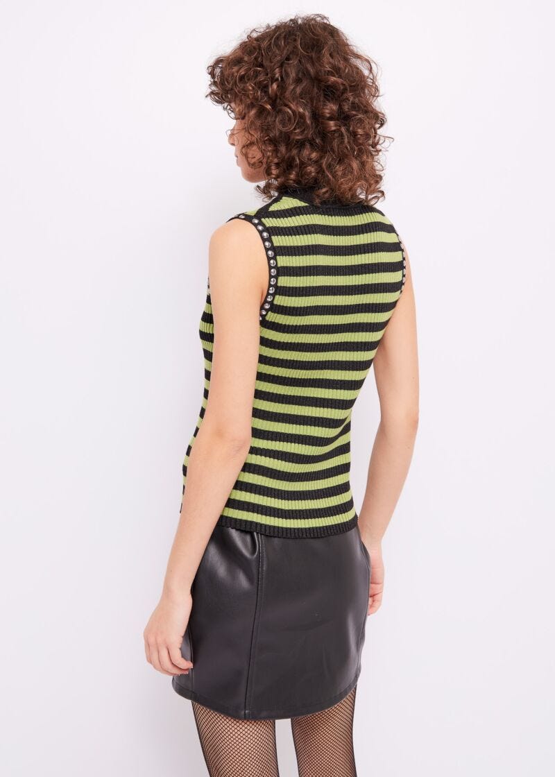 Striped top with studs