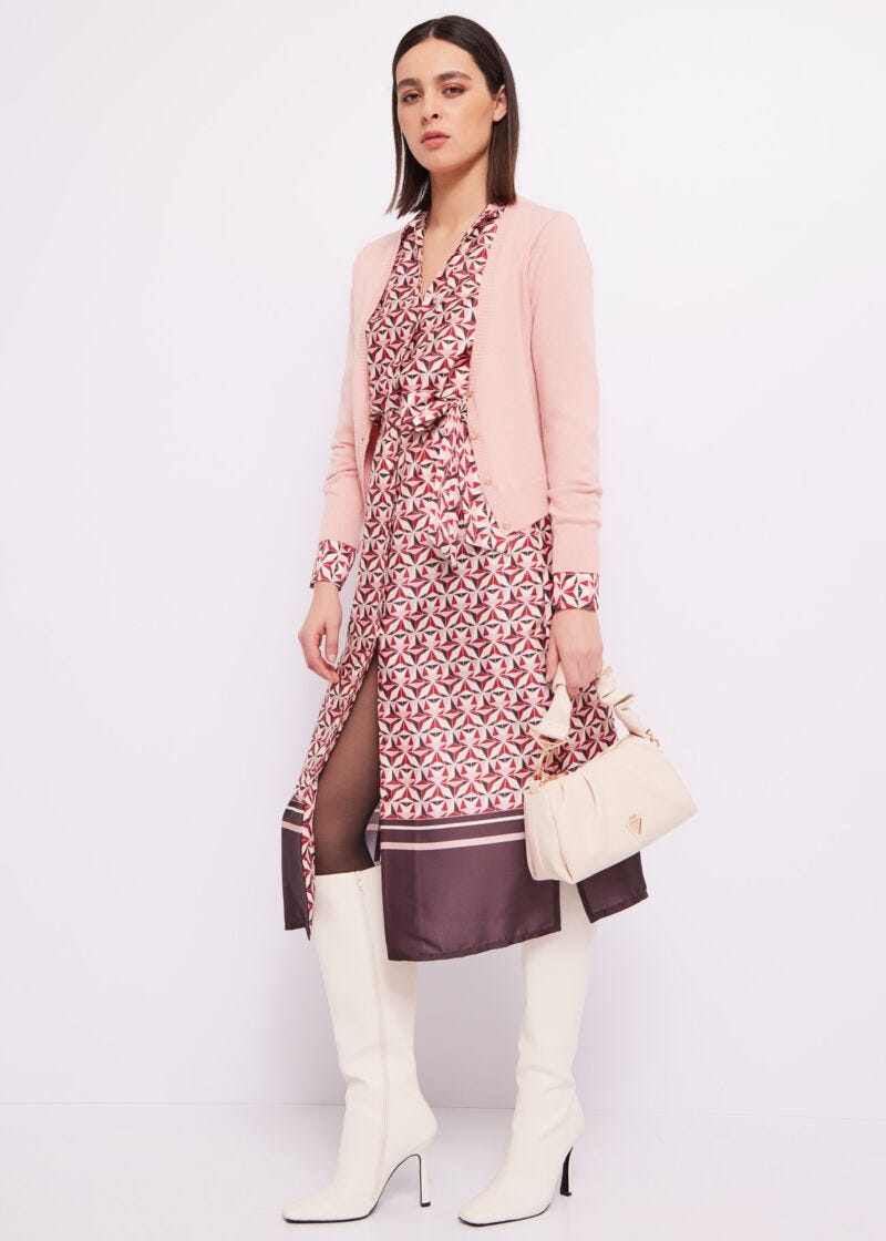 Printed twill shirt dress