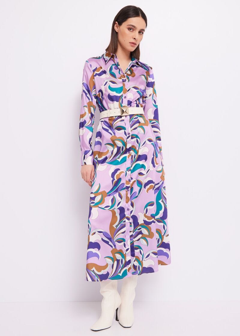 Robe chemisier en twill imprimé