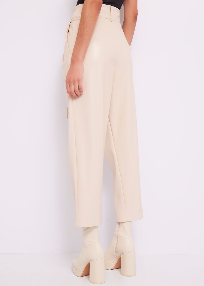 Cropped faux-leather trousers