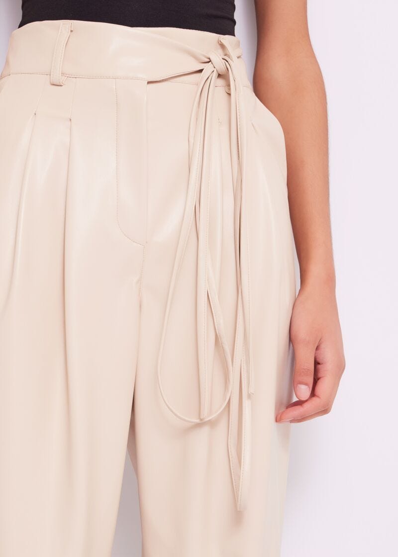 Cropped faux-leather trousers