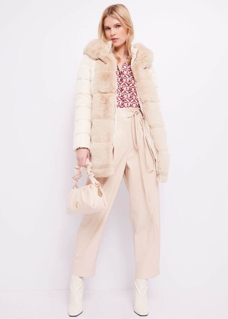 Cropped faux-leather trousers