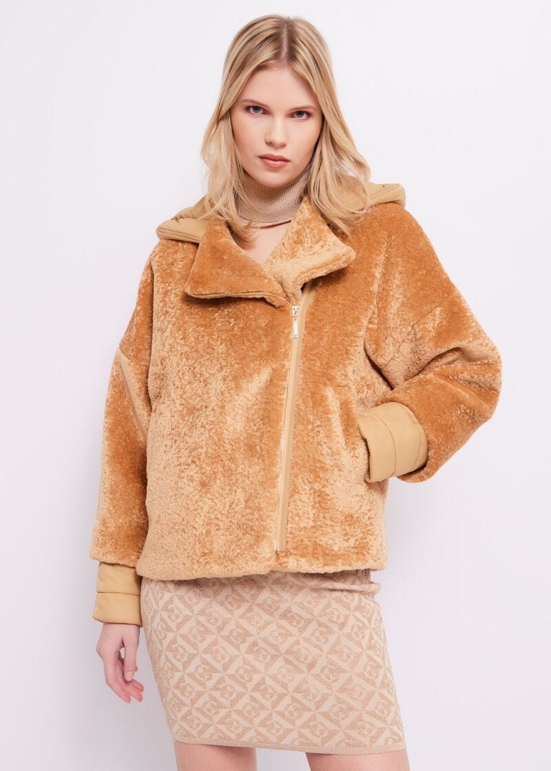 Teddy and nylon jacket