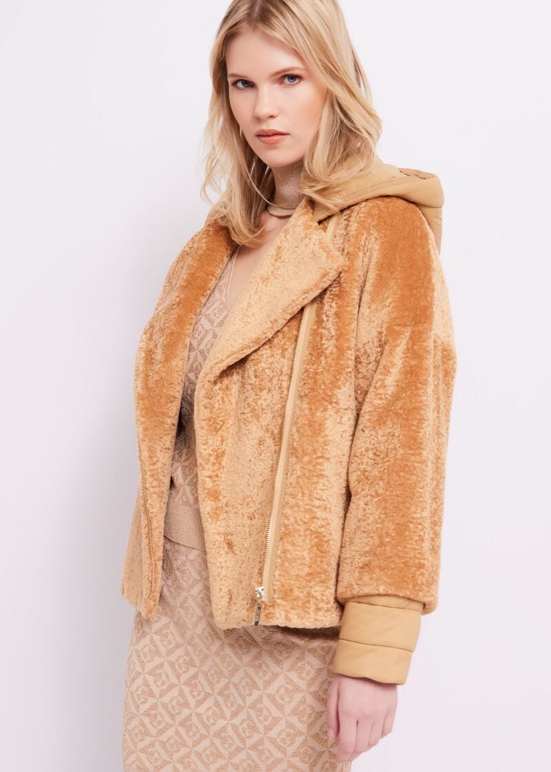 Teddy and nylon jacket