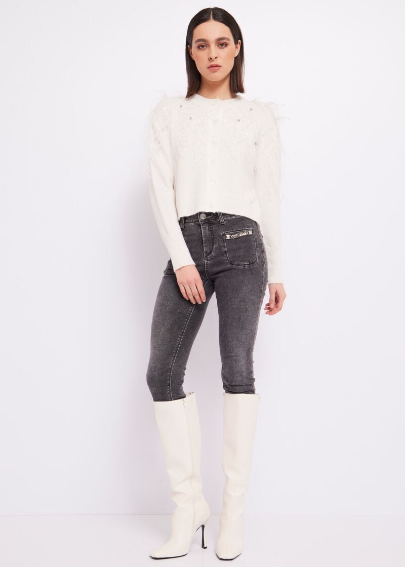 Cardigan in wool and mohair blend