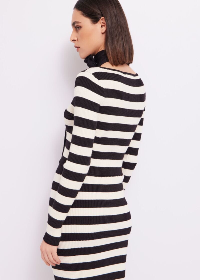 Striped jumper with tie
