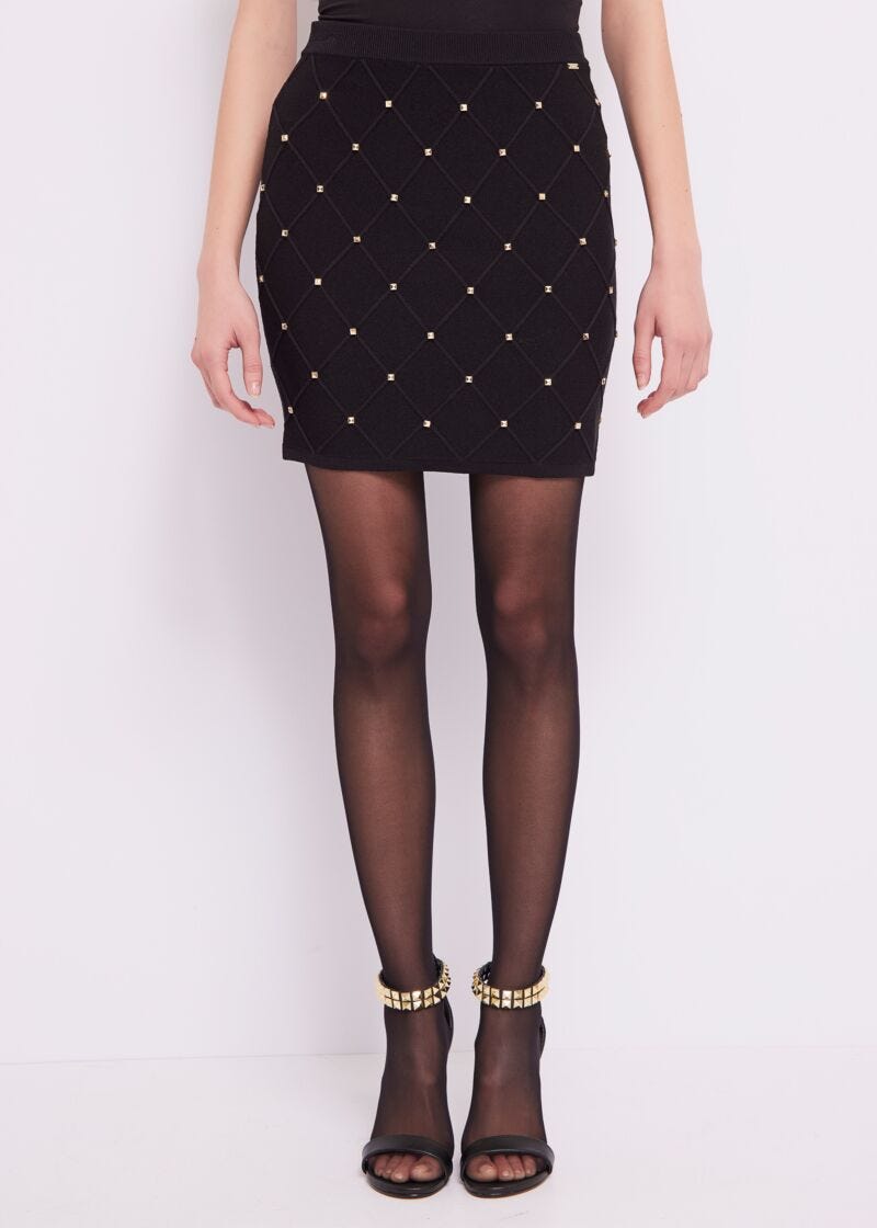 Knit miniskirt with studs