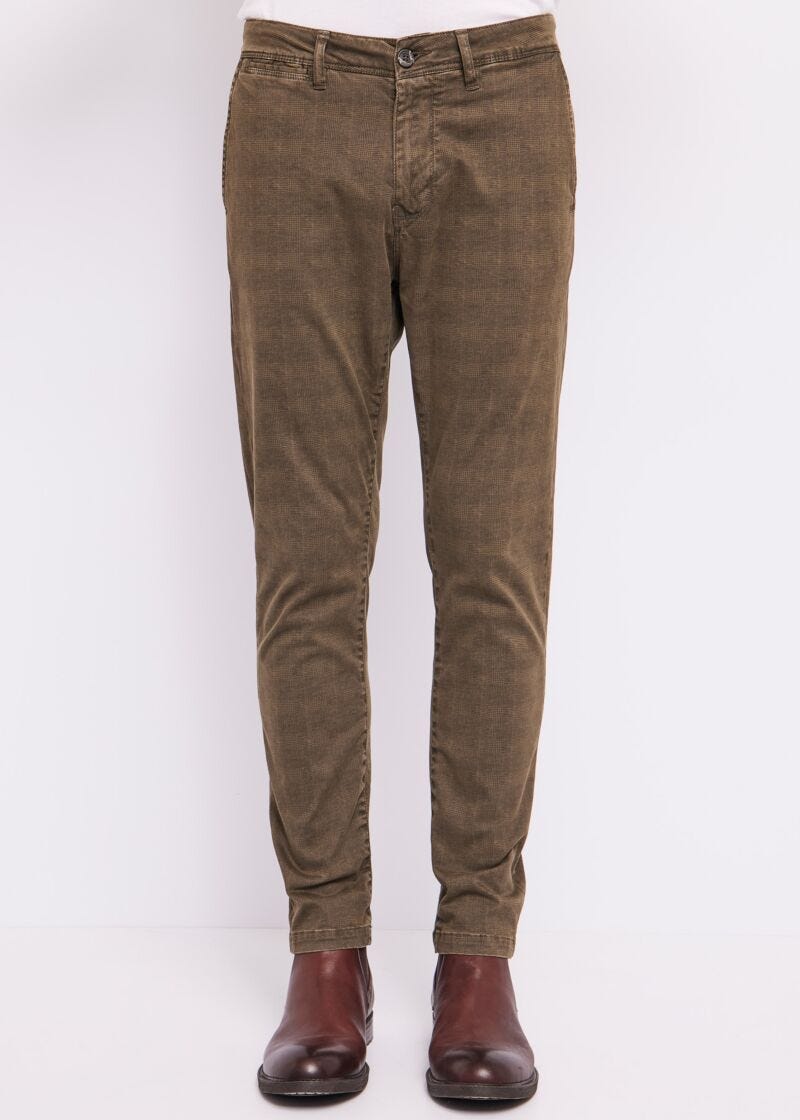 Checked gabardine trousers