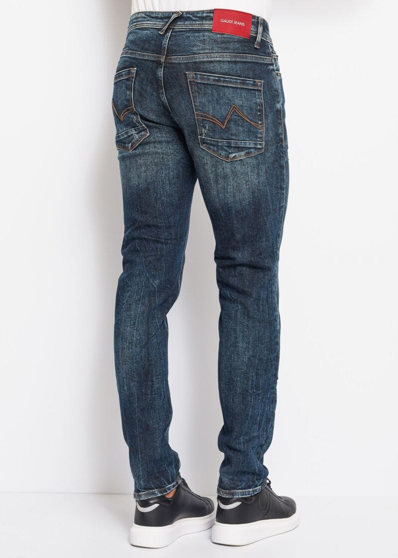 Slim-fit jeans with vintage-wash finish