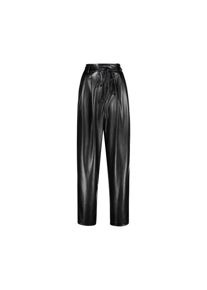 Cropped faux-leather trousers