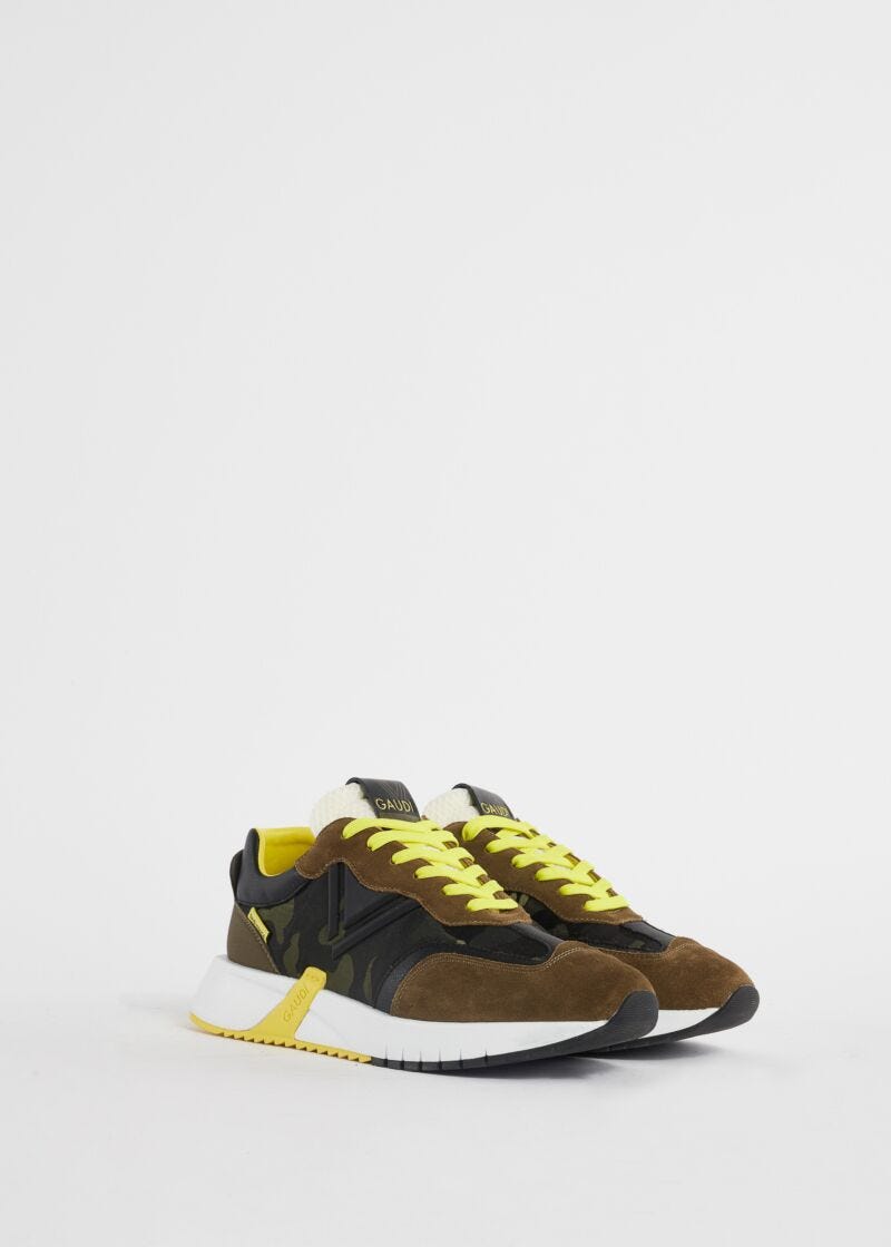 Sneaker running in suede e nylon