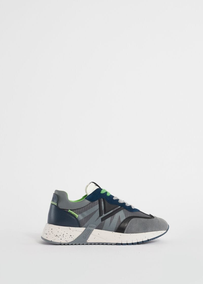 Sneaker running in suede e nylon
