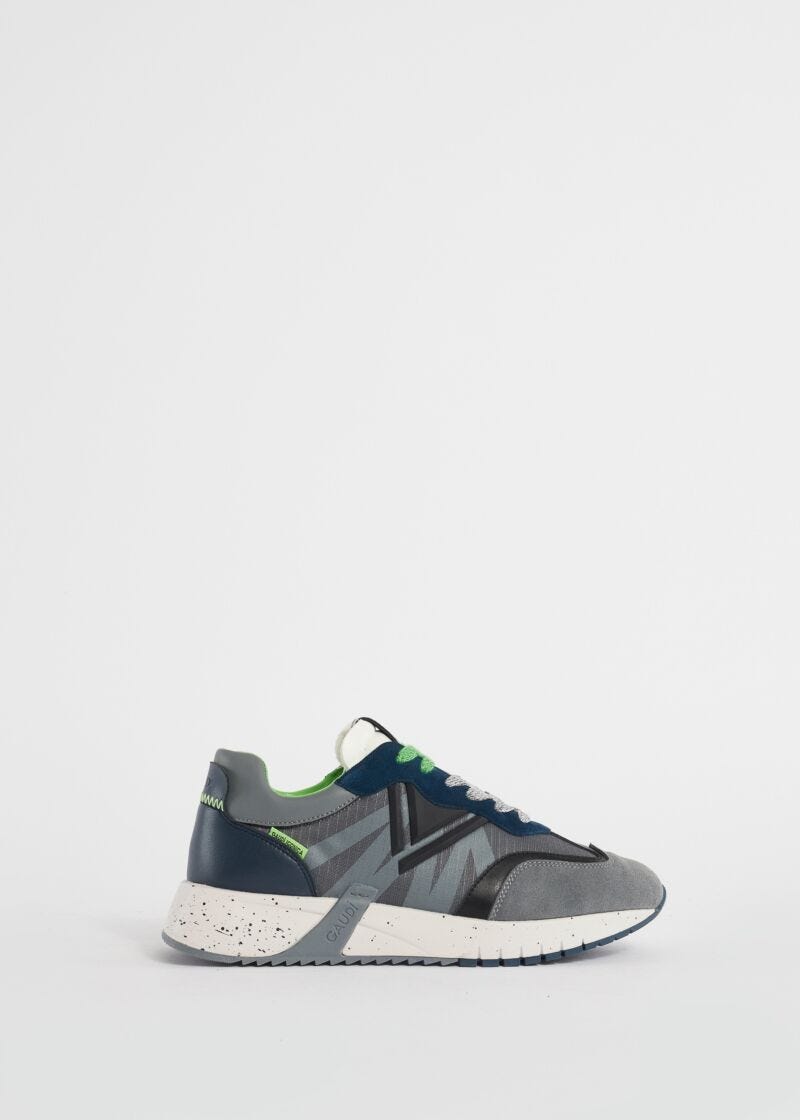 Suede and nylon running trainers