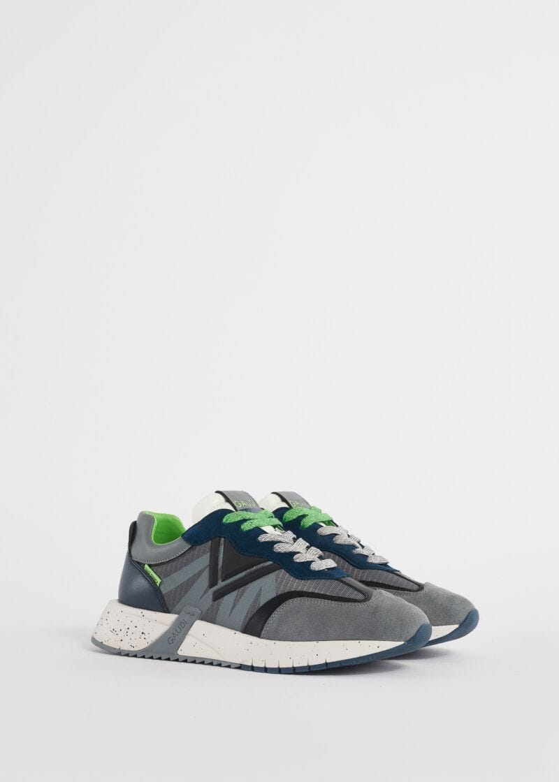 Suede and nylon running trainers