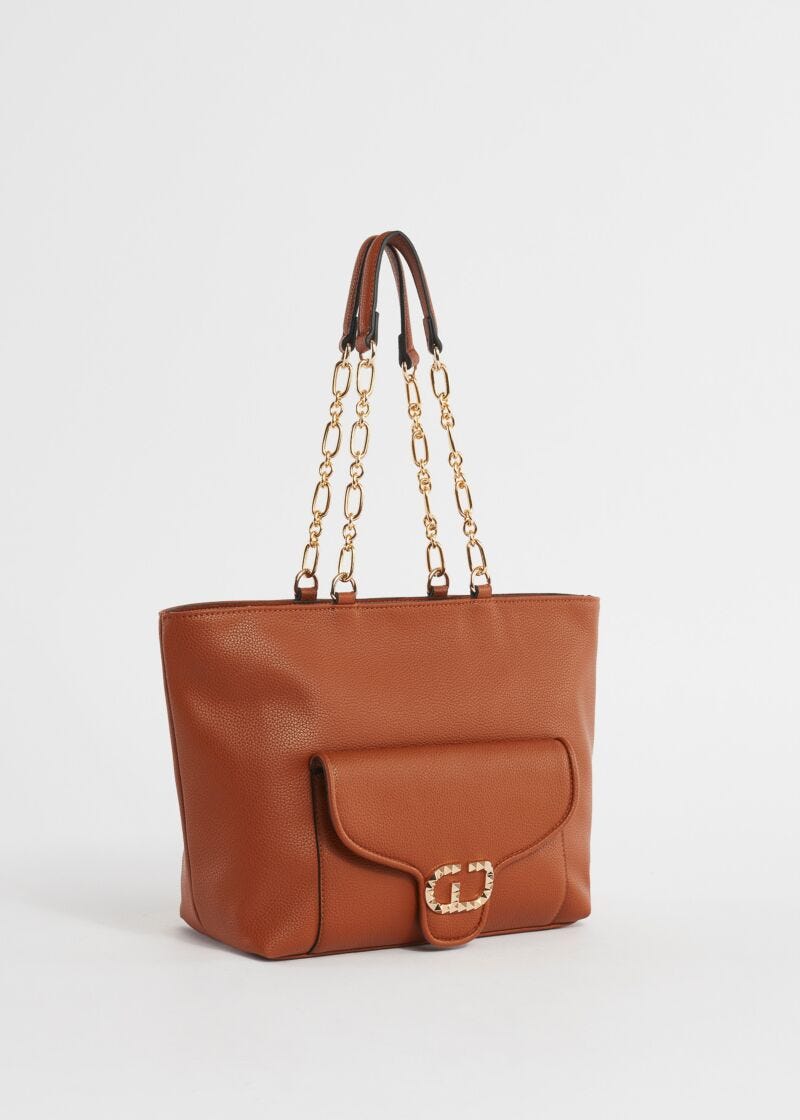 Faux-leather shopper bag