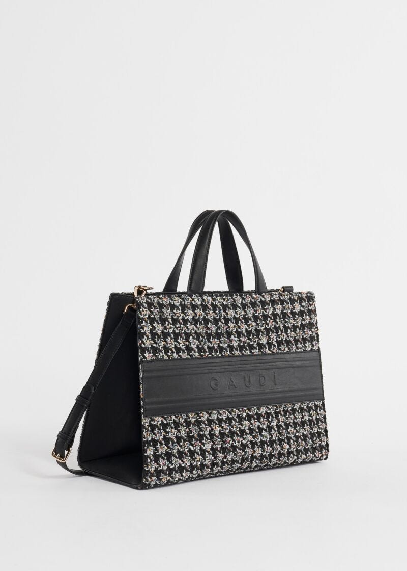 Borsa top handle pied de poule