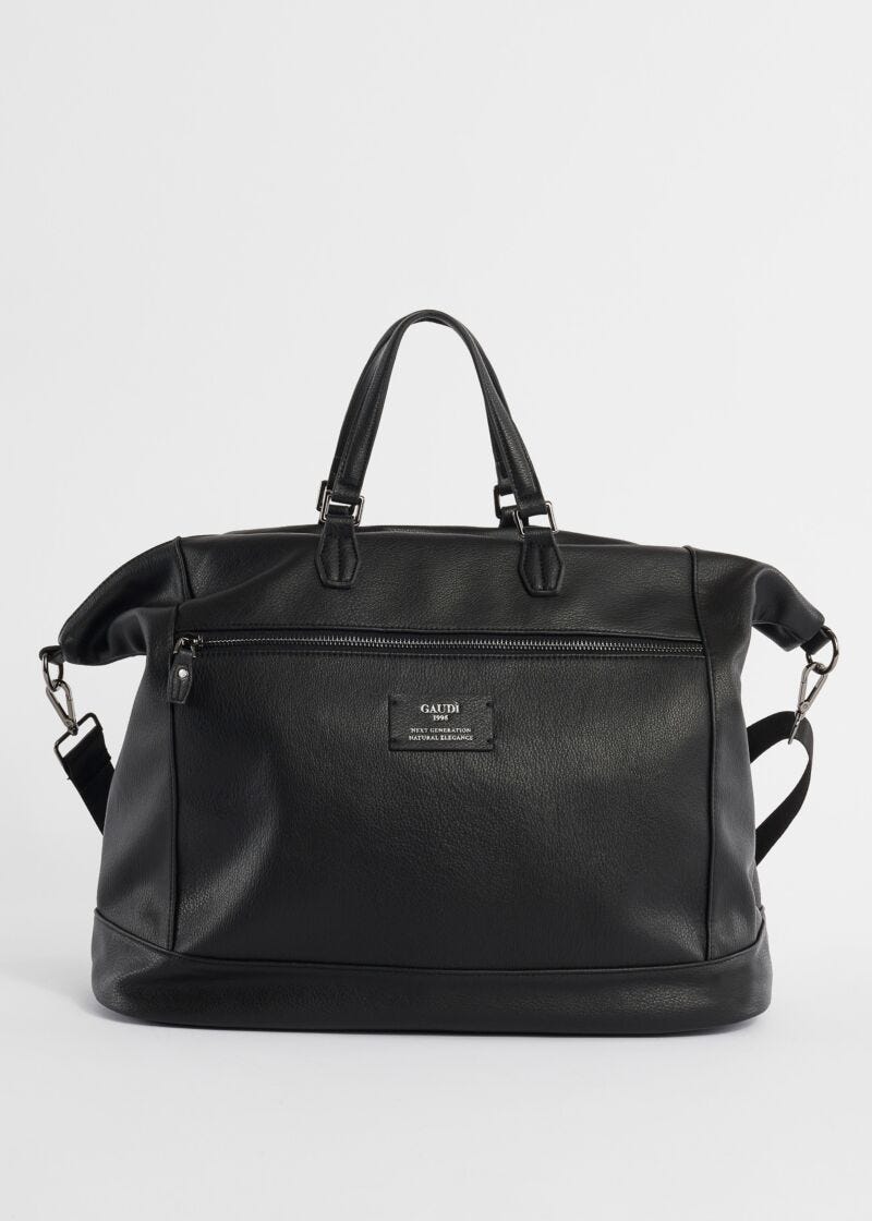 Faux-leather duffel bag