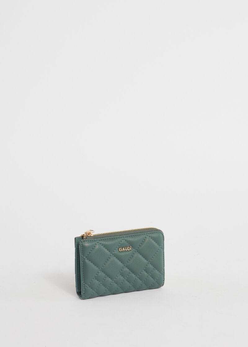 Quilted zip-around mini wallet