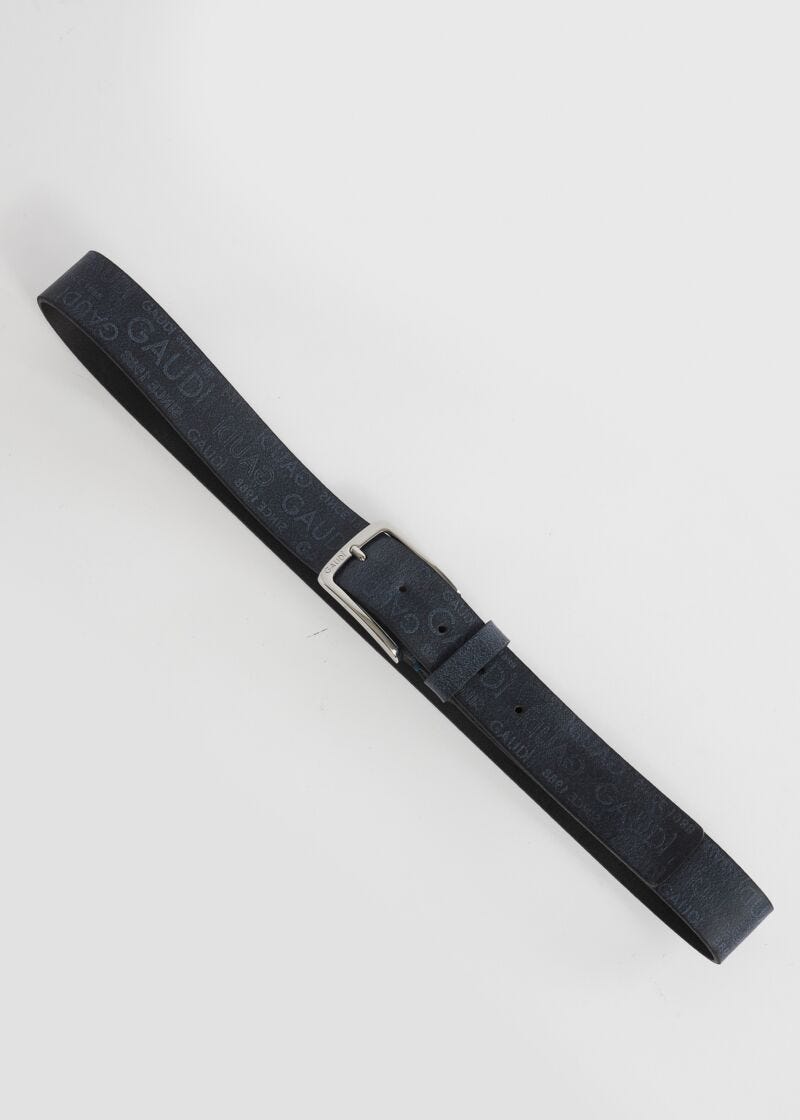 Leather belt with logo