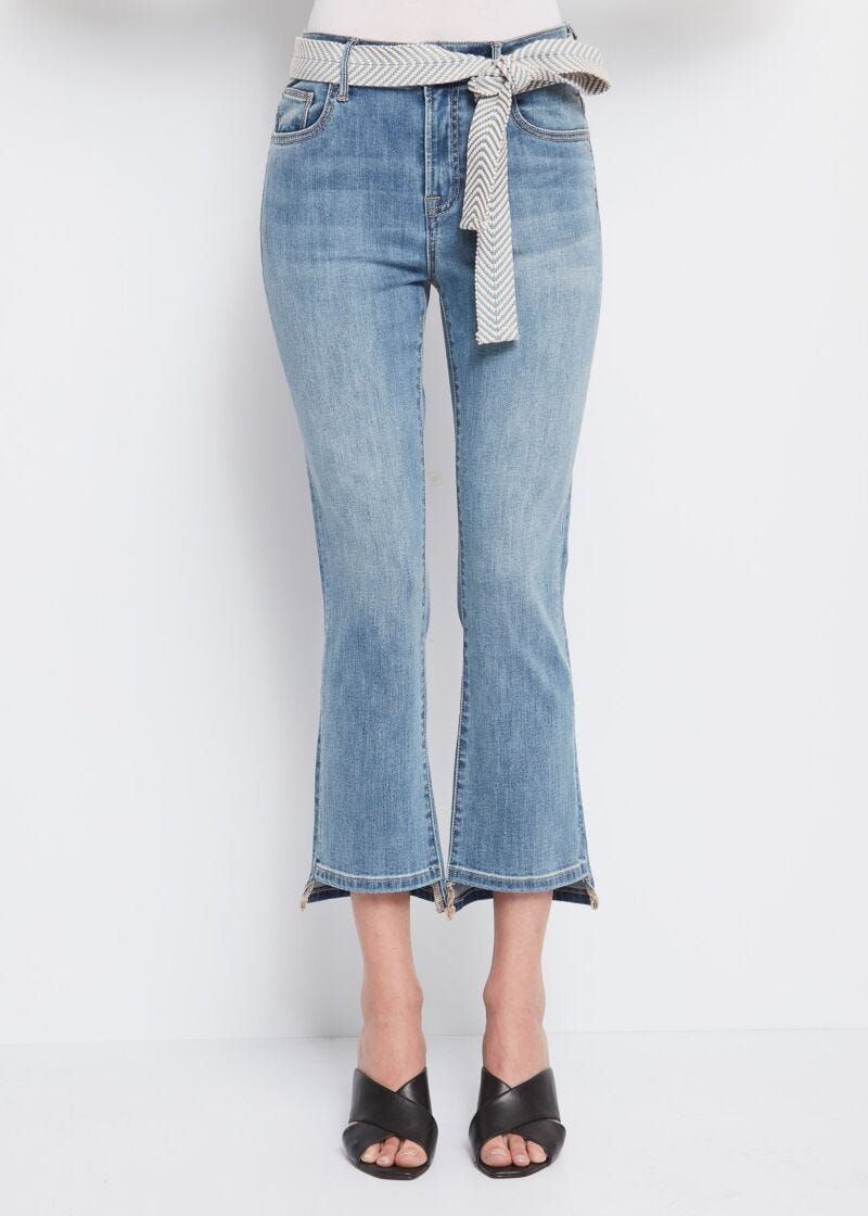 Cropped straight-fit jeans with belt