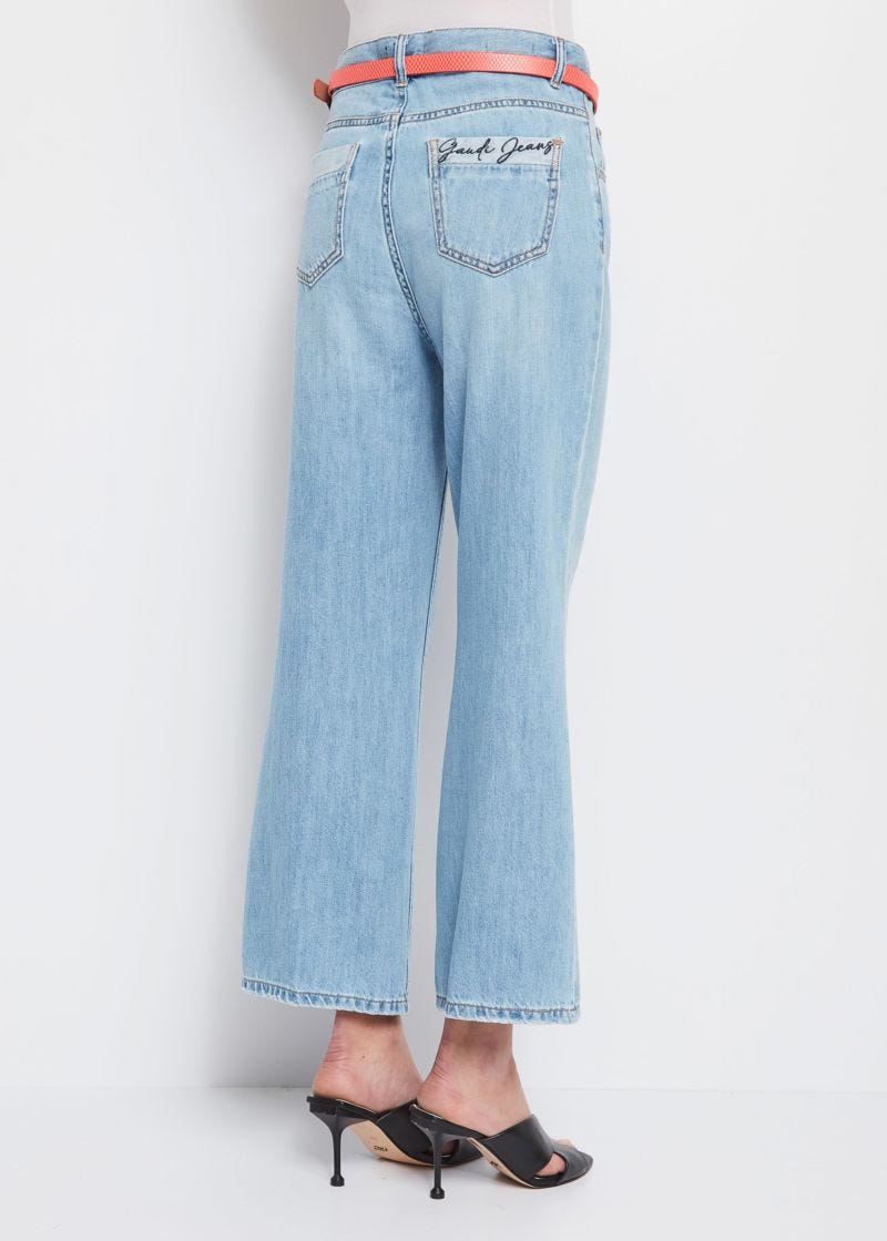 Cropped straight-fit jeans with belt