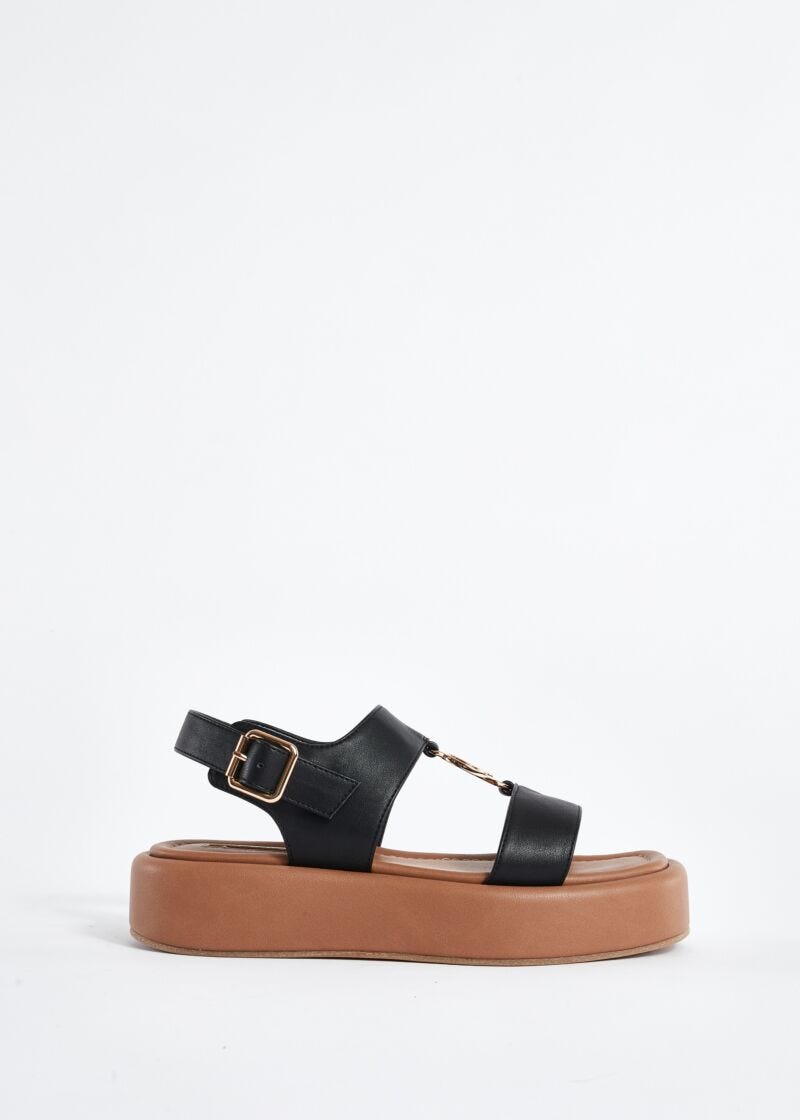 Faux-leather sandals with logo