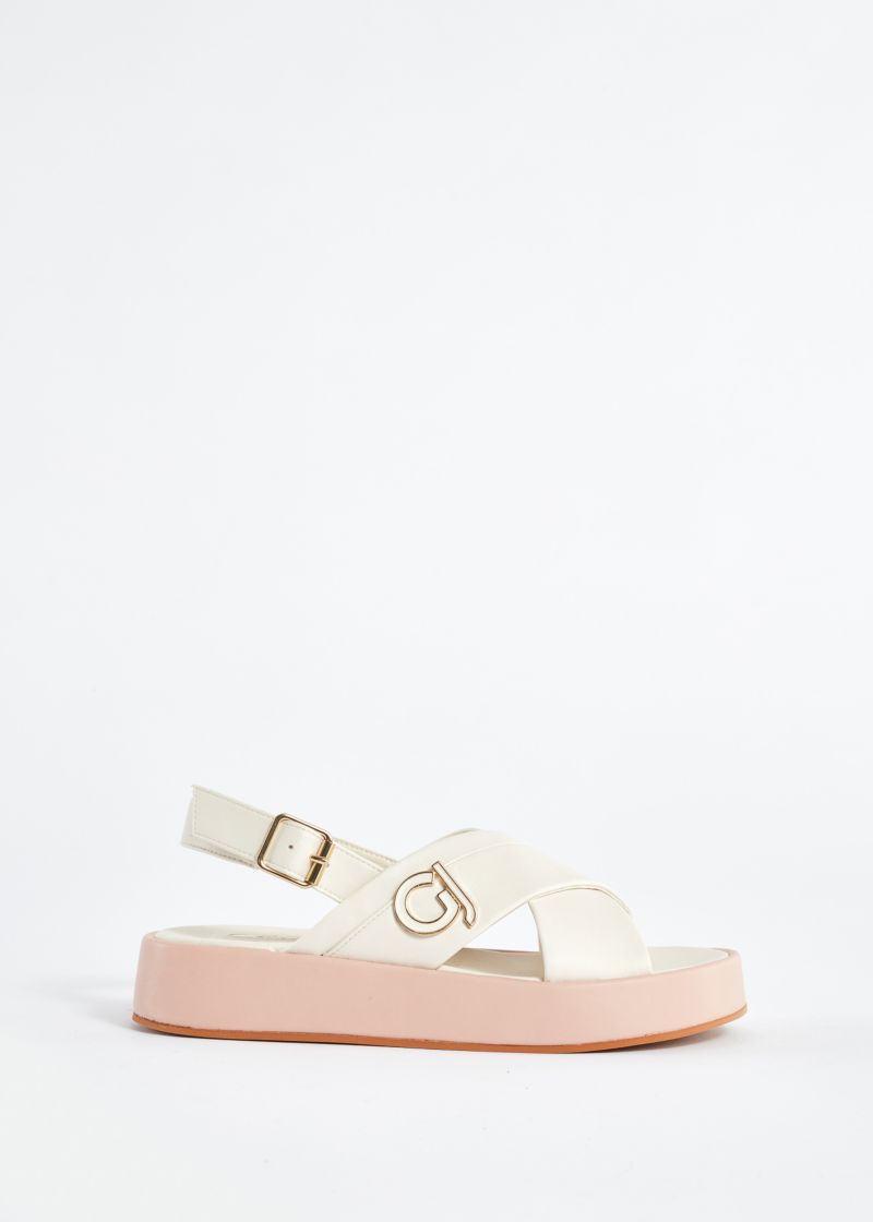 Faux-leather sandals with GJ logo