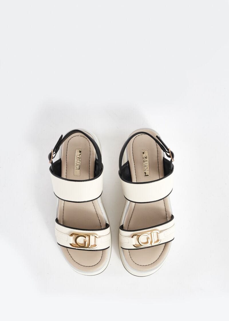 Faux-leather sandals with logo