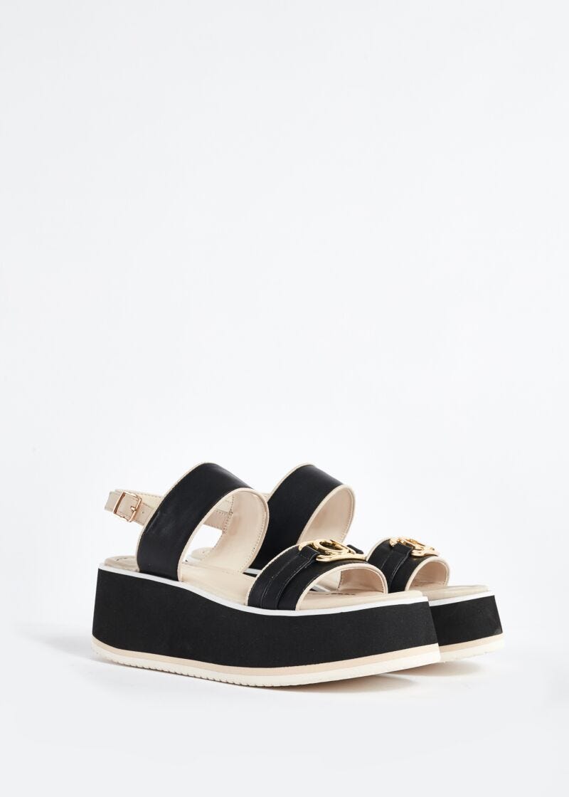 Faux-leather sandals with logo