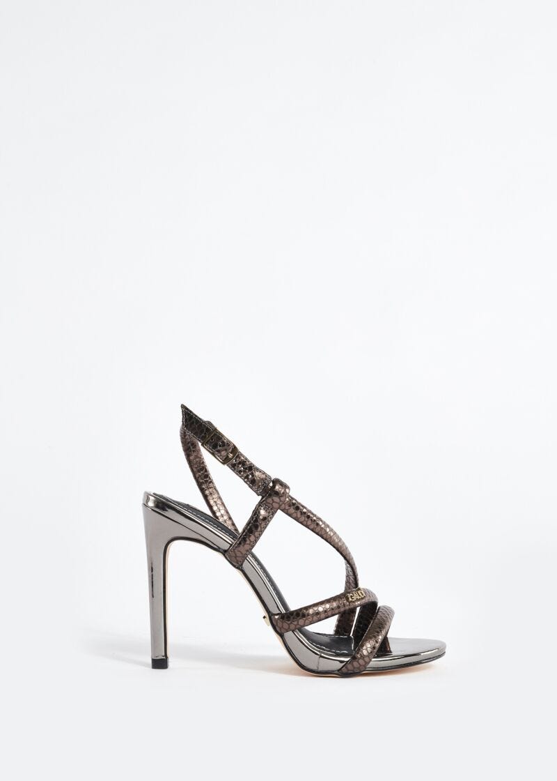 Python-print leather sandals