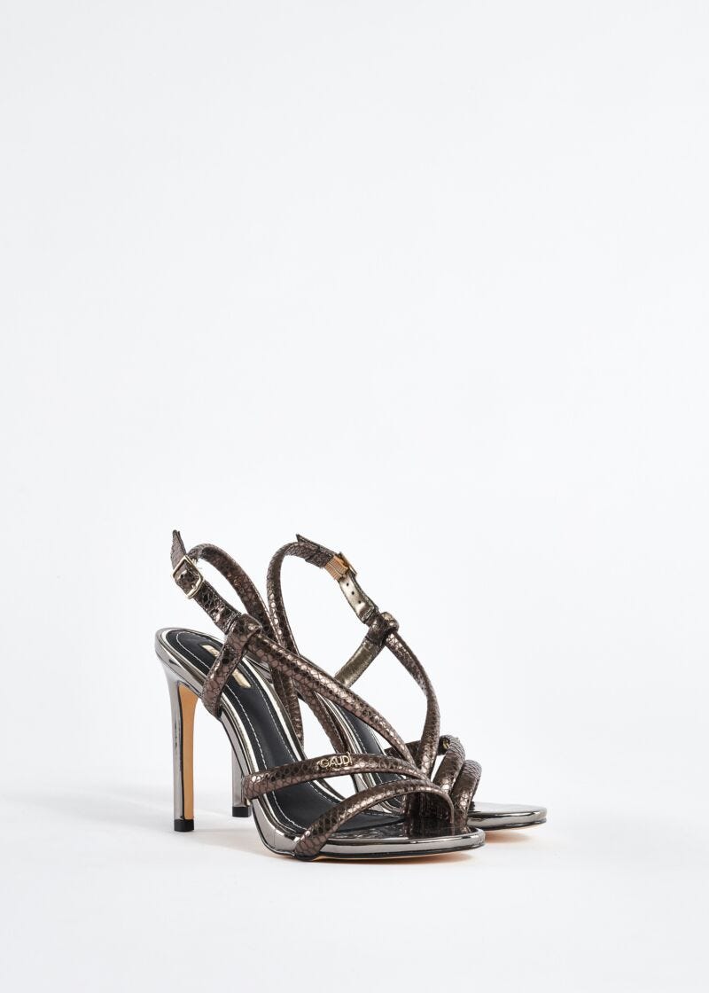 Python-print leather sandals