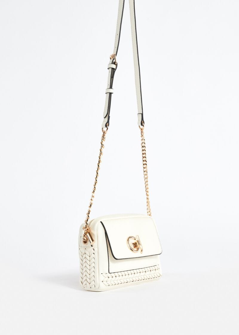 Faux-leather crossbody bag with logo