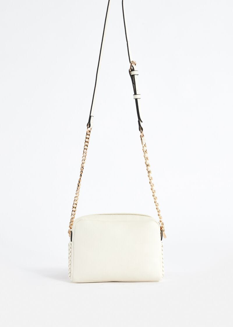 Faux-leather crossbody bag with logo