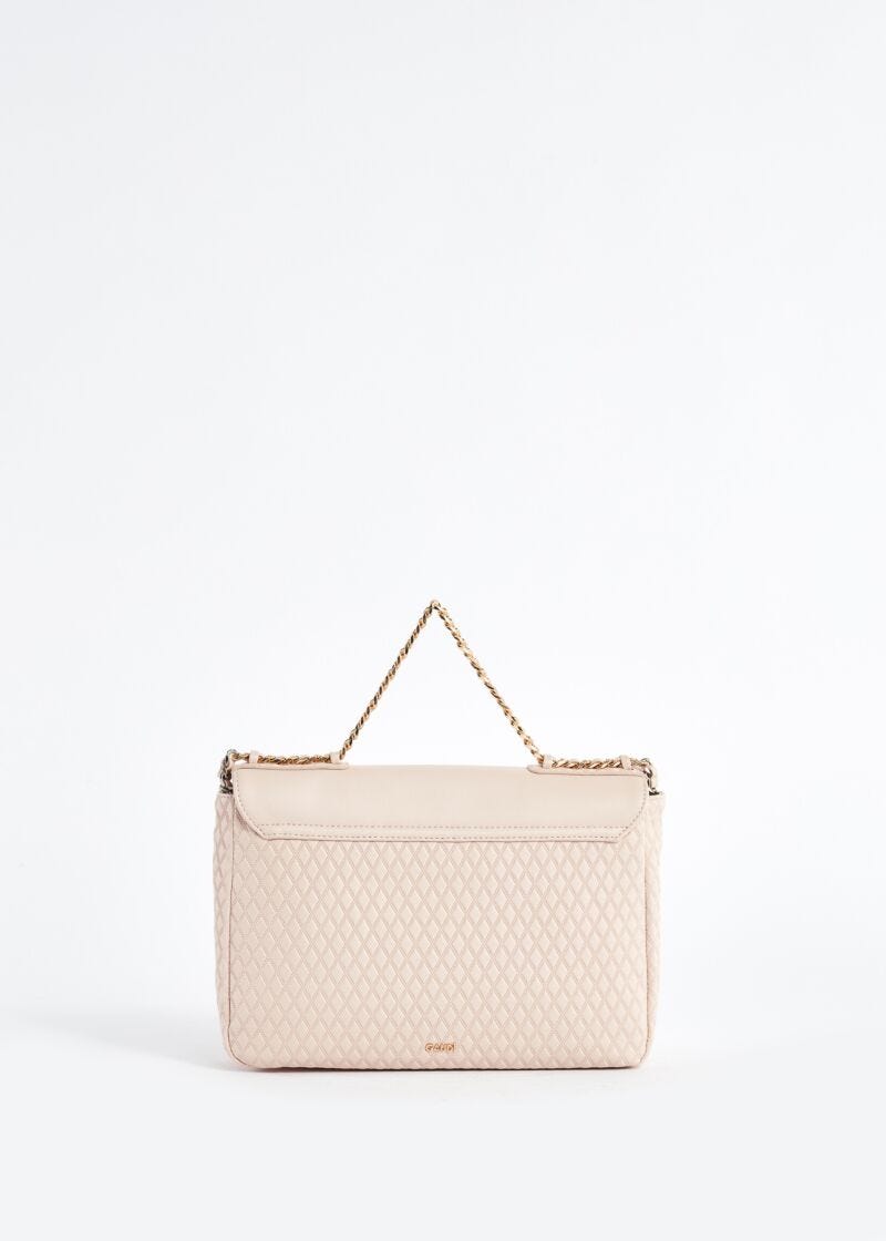 Faux-leather crossbody bag with diamond pattern