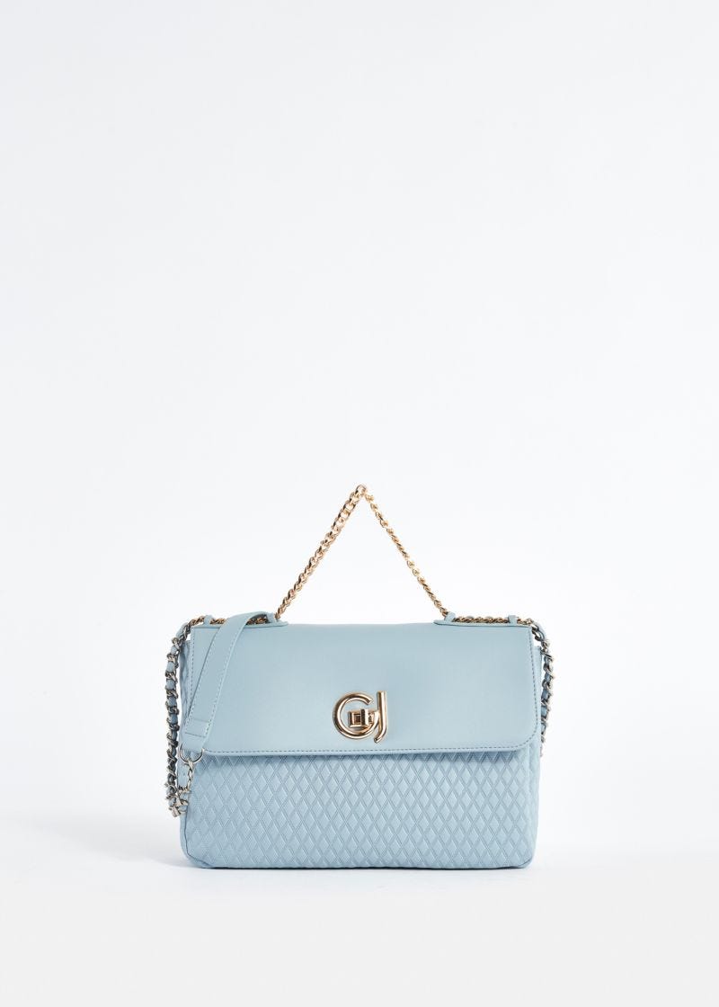 Faux-leather crossbody bag with diamond pattern