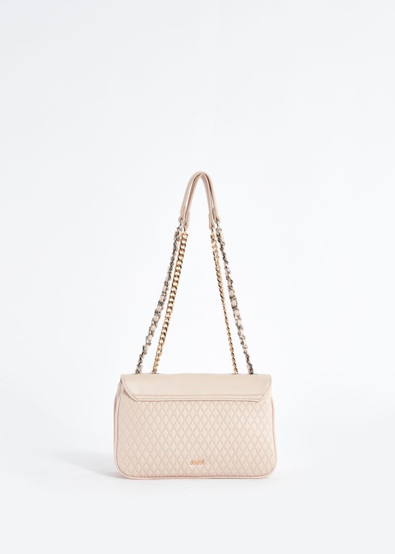 Faux-leather shoulder bag with diamond pattern