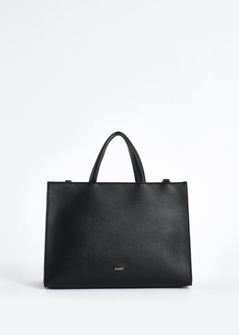 Faux-leather and raffia shopper bag