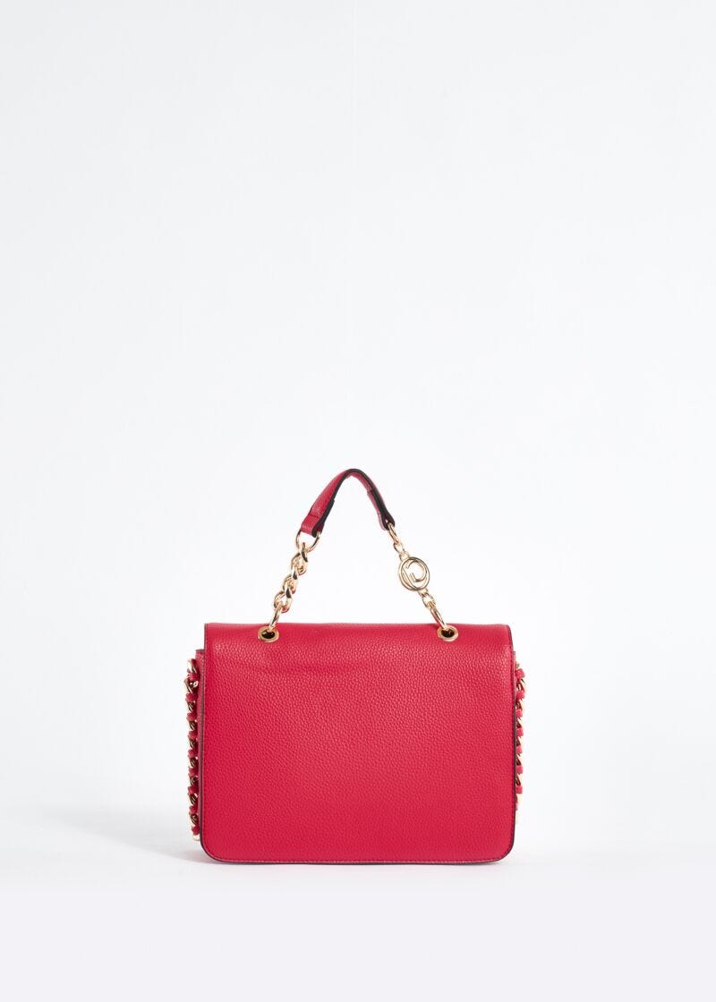 Faux-leather handbag with chain