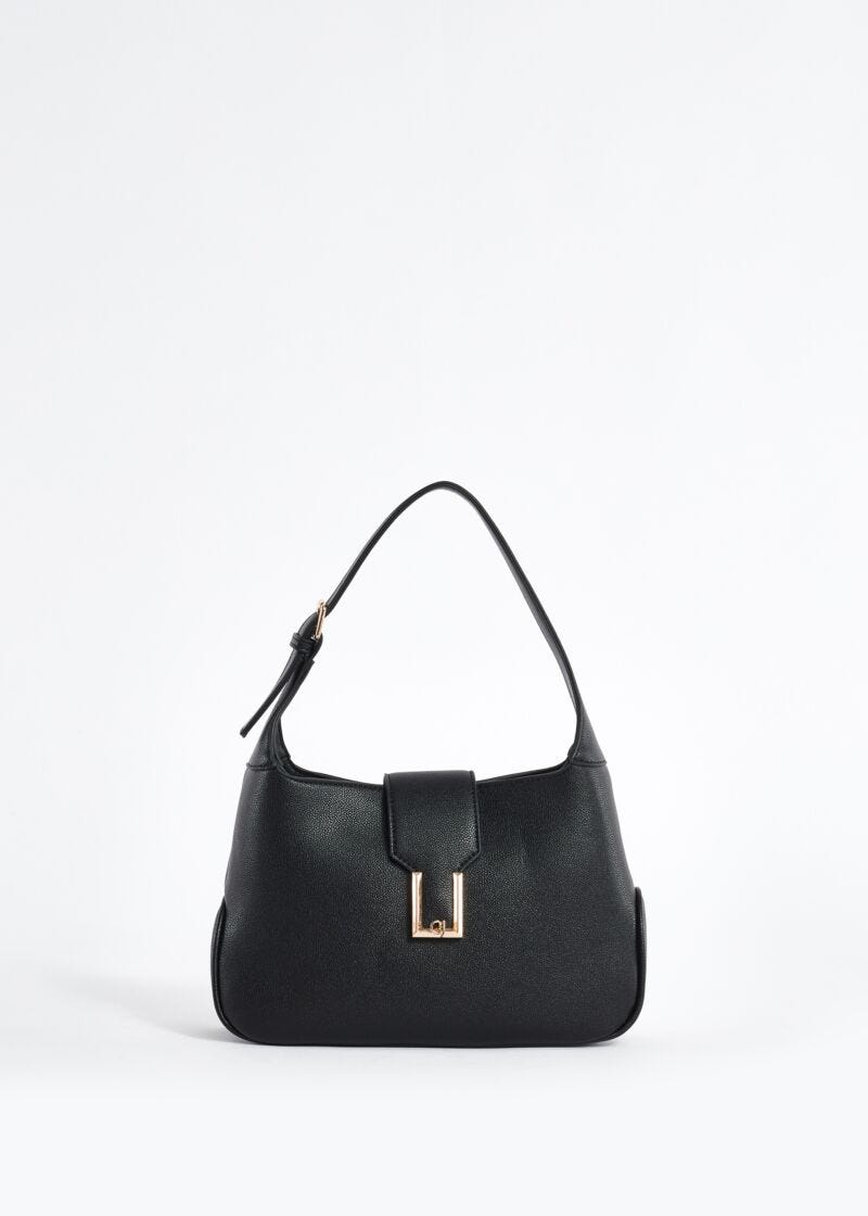 Faux-leather shoulder bag