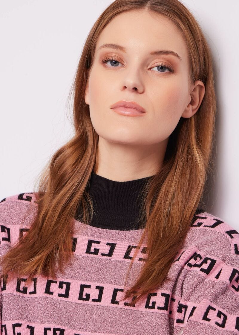 Pink dress with jacquard logo