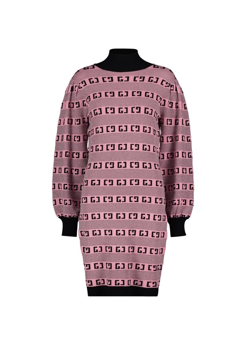 Pink dress with jacquard logo