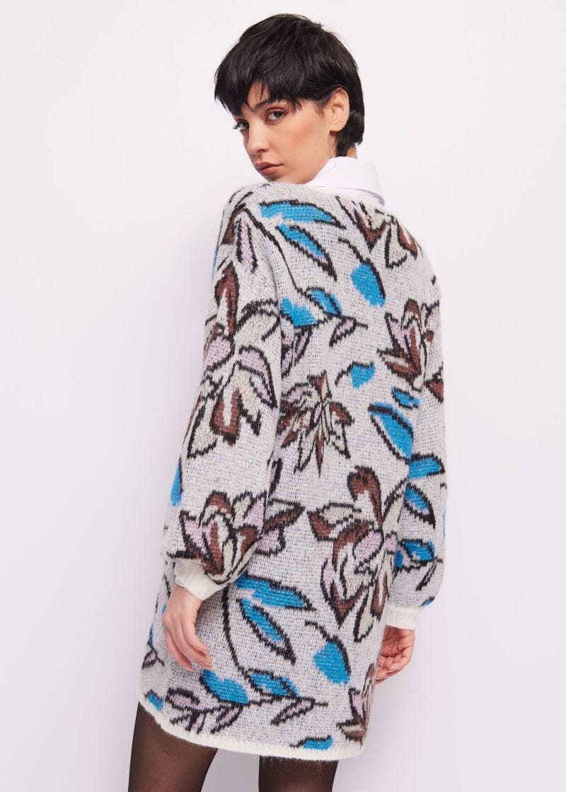 Floral wool and alpaca dress