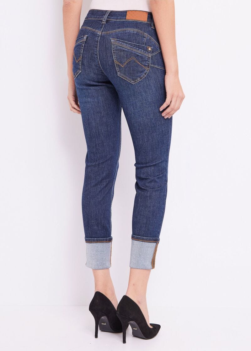 Jean skinny à revers
