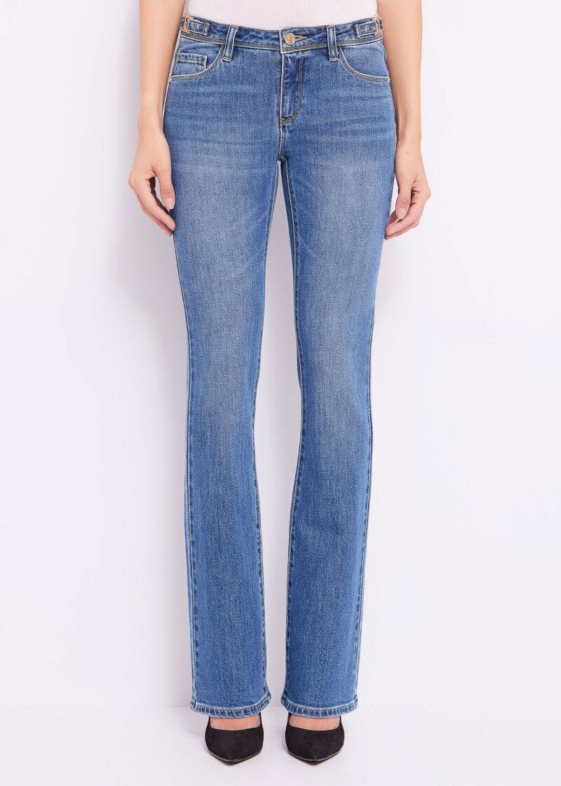 Jeans bootcut in denim di cotone