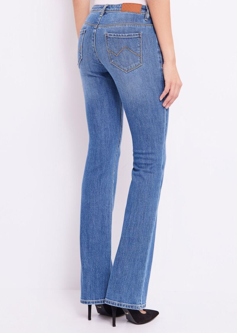 Jeans bootcut in denim di cotone