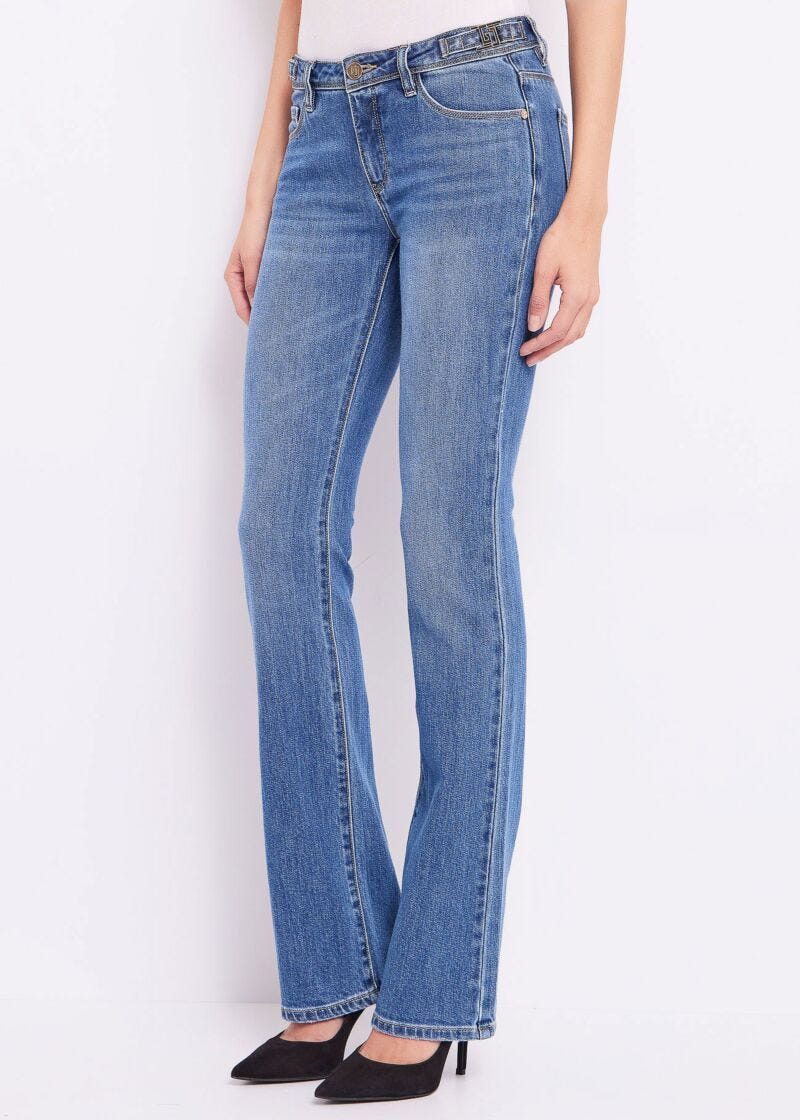 Jeans bootcut in denim di cotone