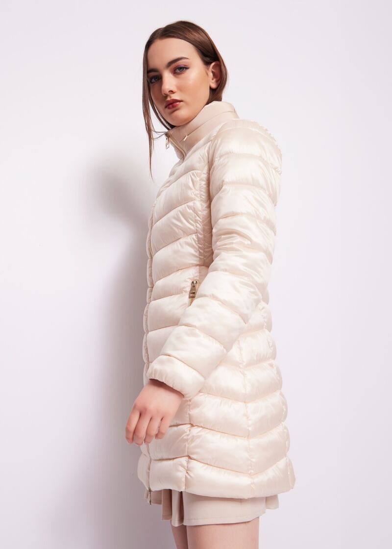 Down jacket in shiny nylon