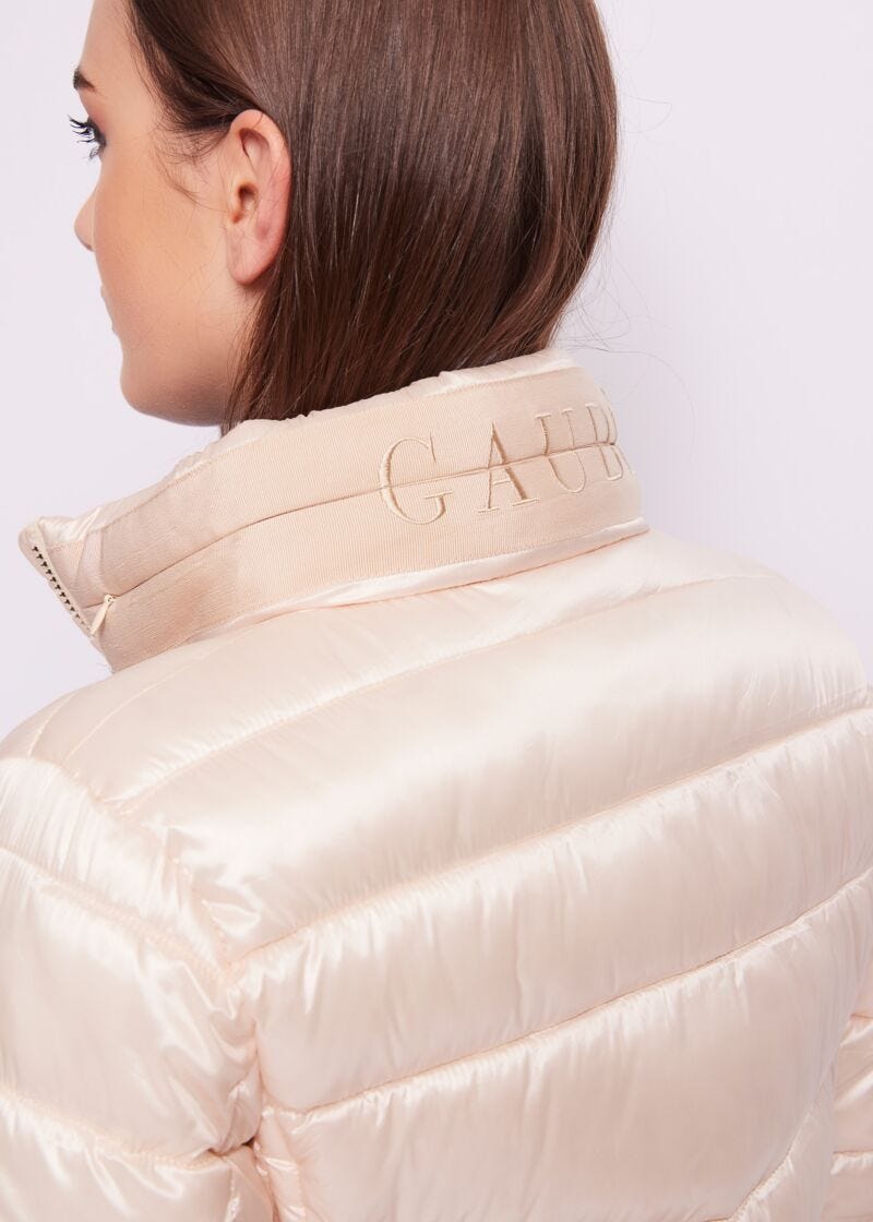 Down jacket in shiny nylon