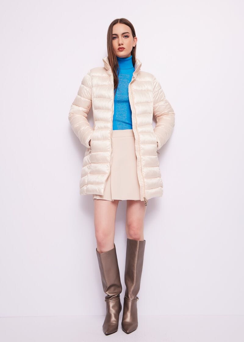 Down jacket in shiny nylon